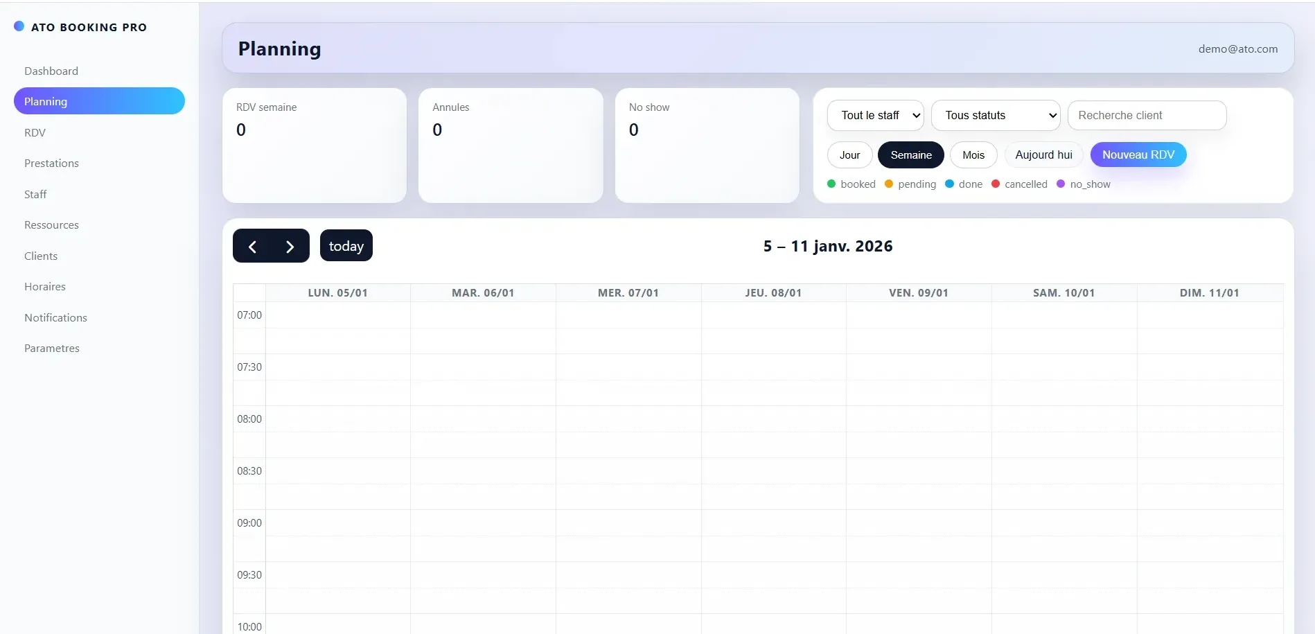 Logiciel de planning en ligne, accessible depuis le navigateur